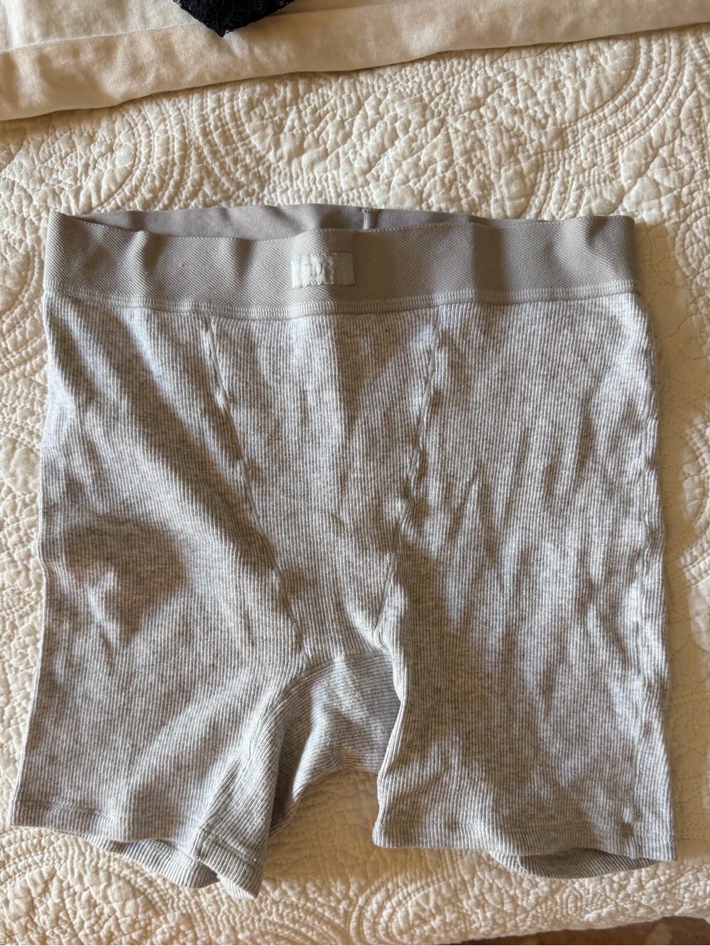 SKIMS Light Gray Ribbed Boxer Briefs for Women